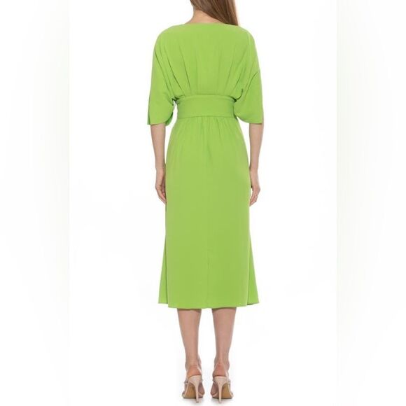 Alexia Admor August Midi Slit Sleeve Dress with Pockets Bright Green NWT 8 - Picture 6 of 11